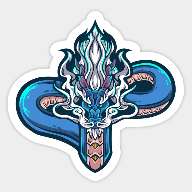 Blue Dragon Sticker by Wavey's